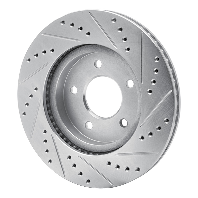 Chevrolet Equinox Brake Rotor (1) - Front Left - R1 Concepts - Drilled & Slotted - Silver - `02-`07